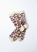 ROTOTO - Pile Leopard Sock - Bordeaux/ Orange