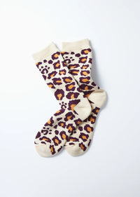 ROTOTO - Pile Leopard Sock - Bordeaux/ Orange