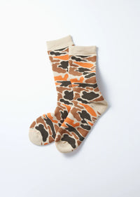 ROTOTO - Pile Camo Sock - Beige/ Orange