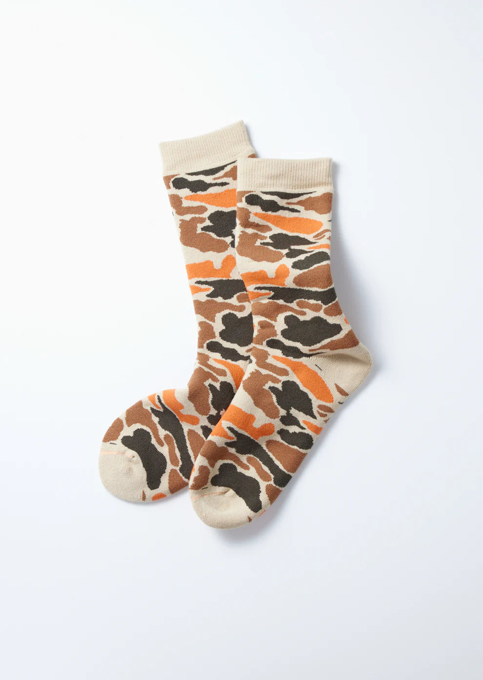 ROTOTO - Pile Camo Sock - Beige/ Orange