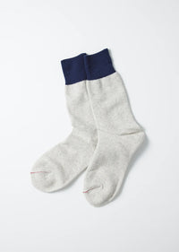 ROTOTO - Double Face Sock - Navy/ Light Grey