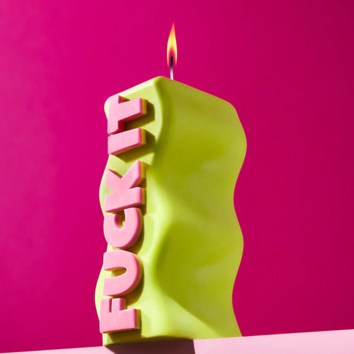 WAVEY CASA - FUCK IT Candle - Green & Pink