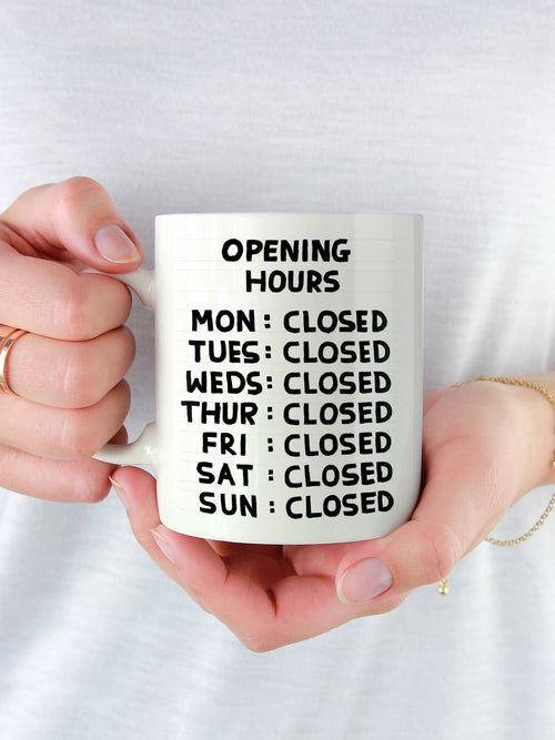 David Shrigley - 'Opening Hours' Mug