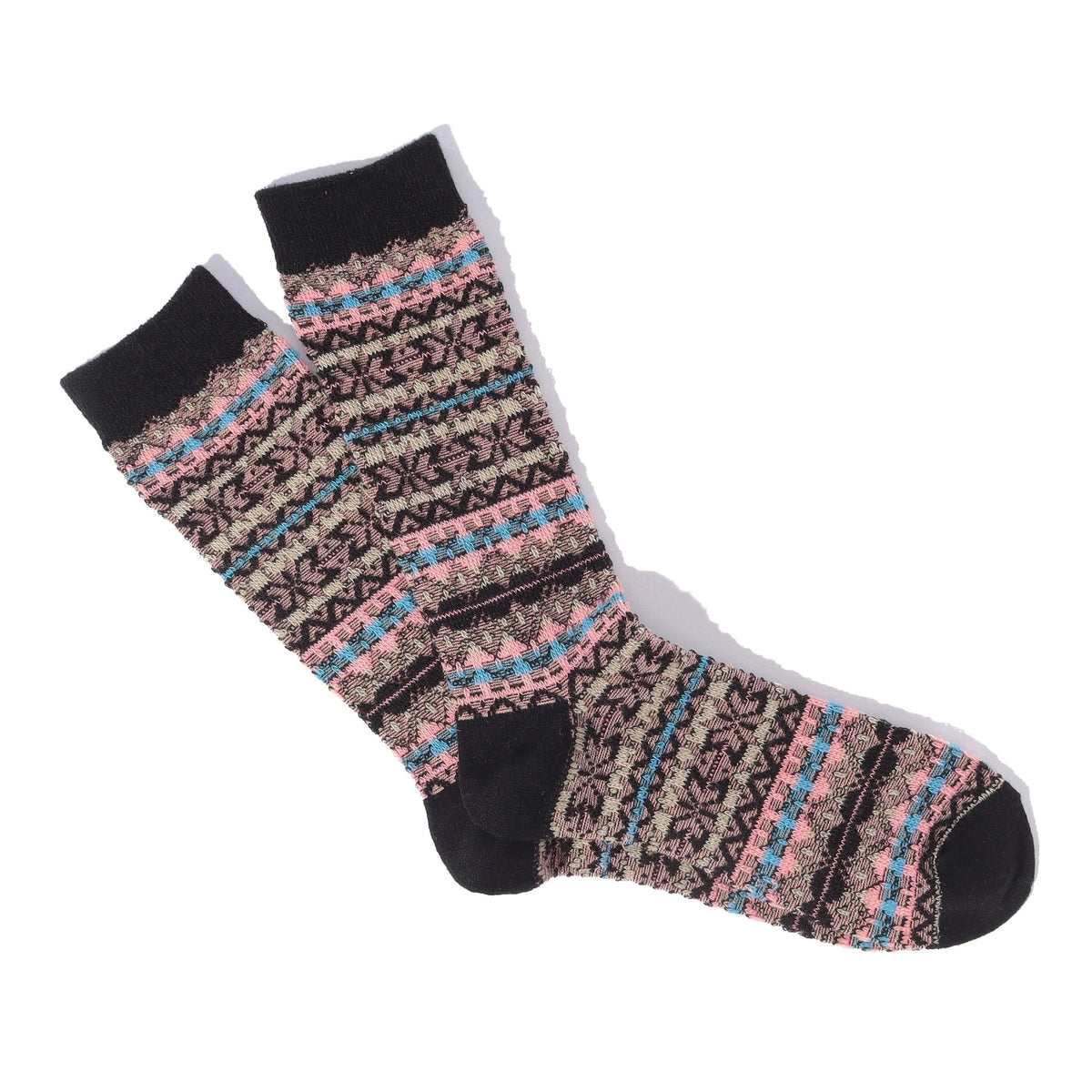 ANONYMOUS ISM - Reverse Fair Isle Socks - Black