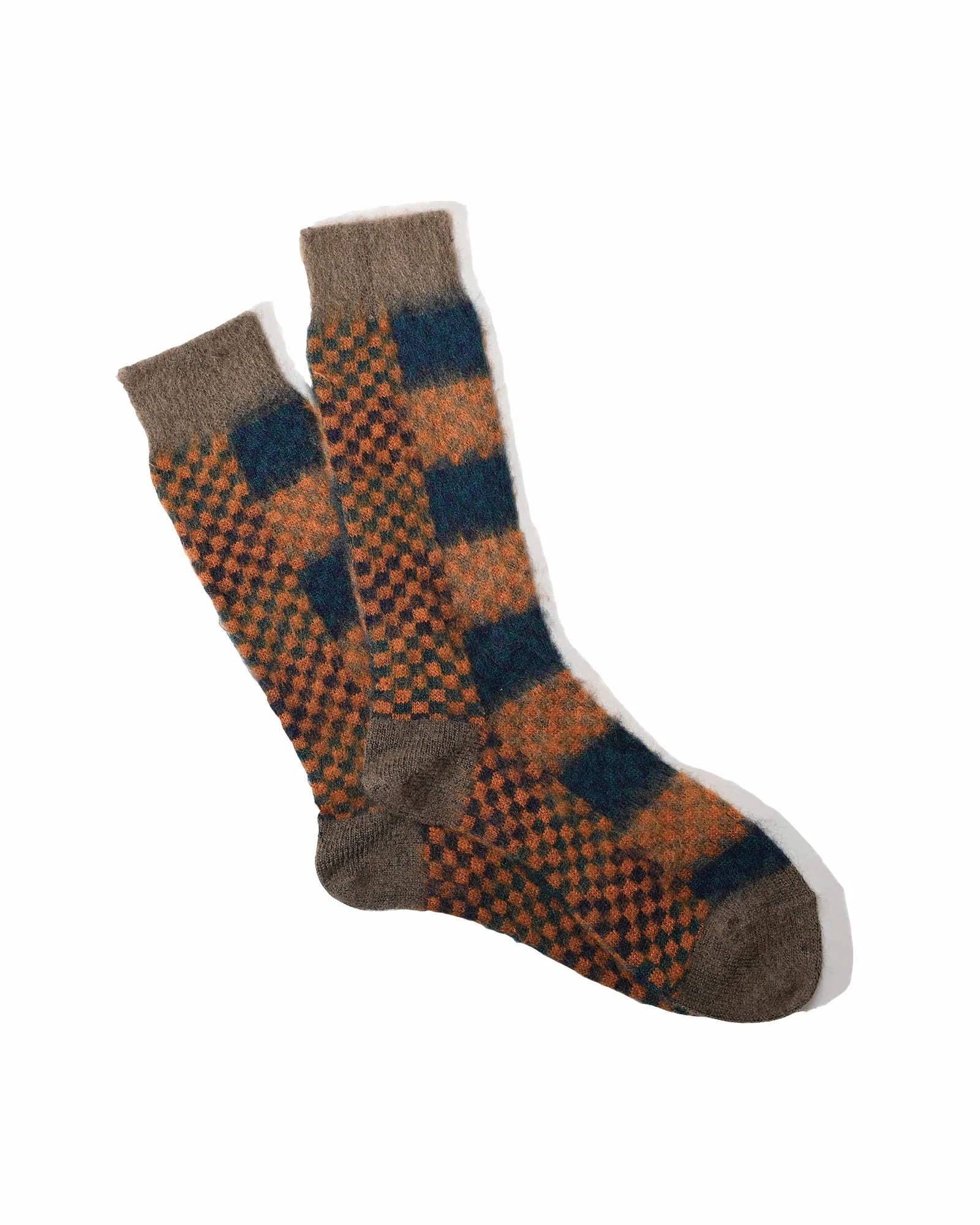 ANONYMOUS ISM - Napping Checker Socks - Brown