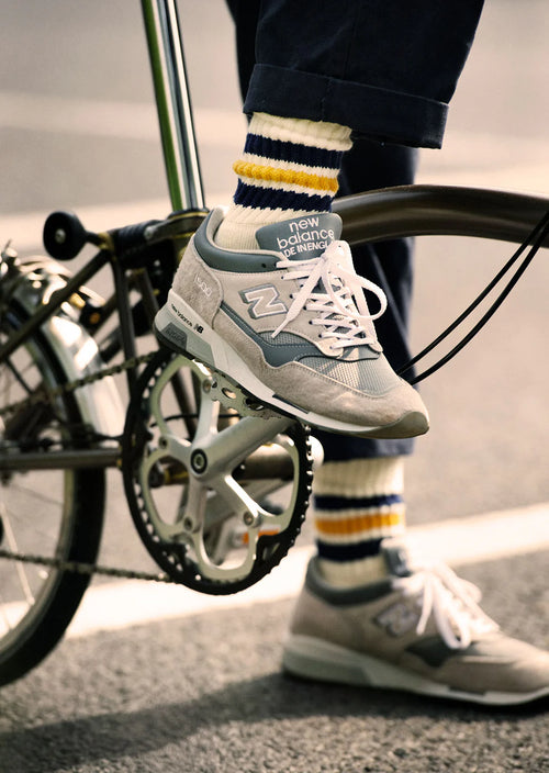 ROTOTO - Coarse Rib Sock - Blue/ Orange
