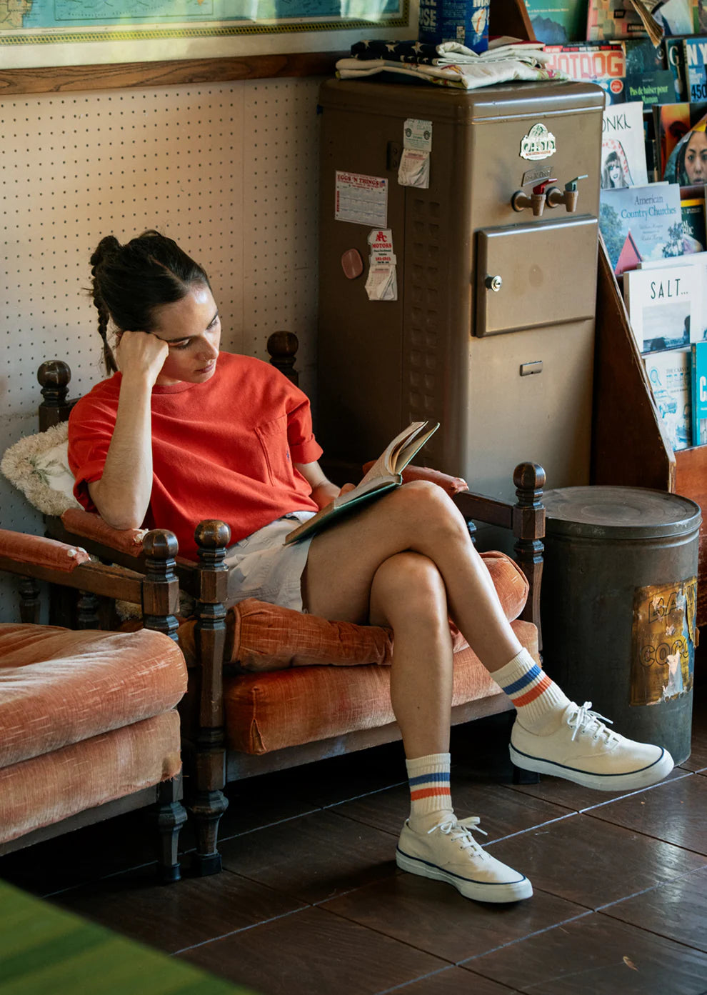 ROTOTO - Retro Athletic Sock - Blue/ Orange