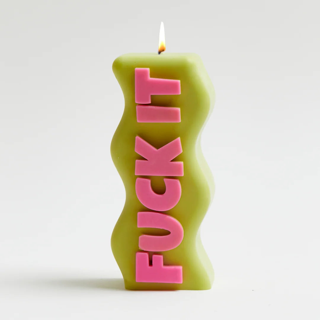 WAVEY CASA - FUCK IT Candle - Green & Pink