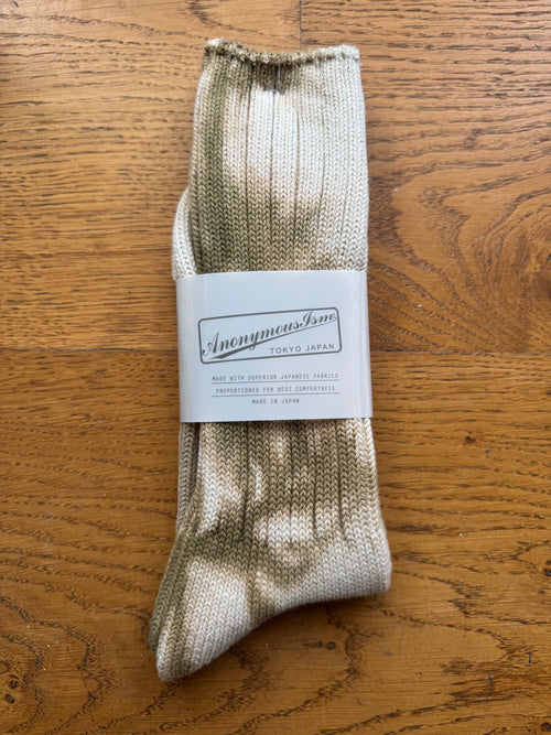 ANONYMOUS ISM - Uneven Dyed Socks - Khaki