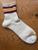 ANONYMOUS ISM Socks - 3 Line Thick Slub - Wine/ Mustard