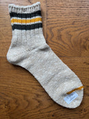 ANONYMOUS ISM Socks - 3 Line Thick Slub - Beige/ Green