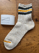 ANONYMOUS ISM Socks - 3 Line Thick Slub - Beige/ Green