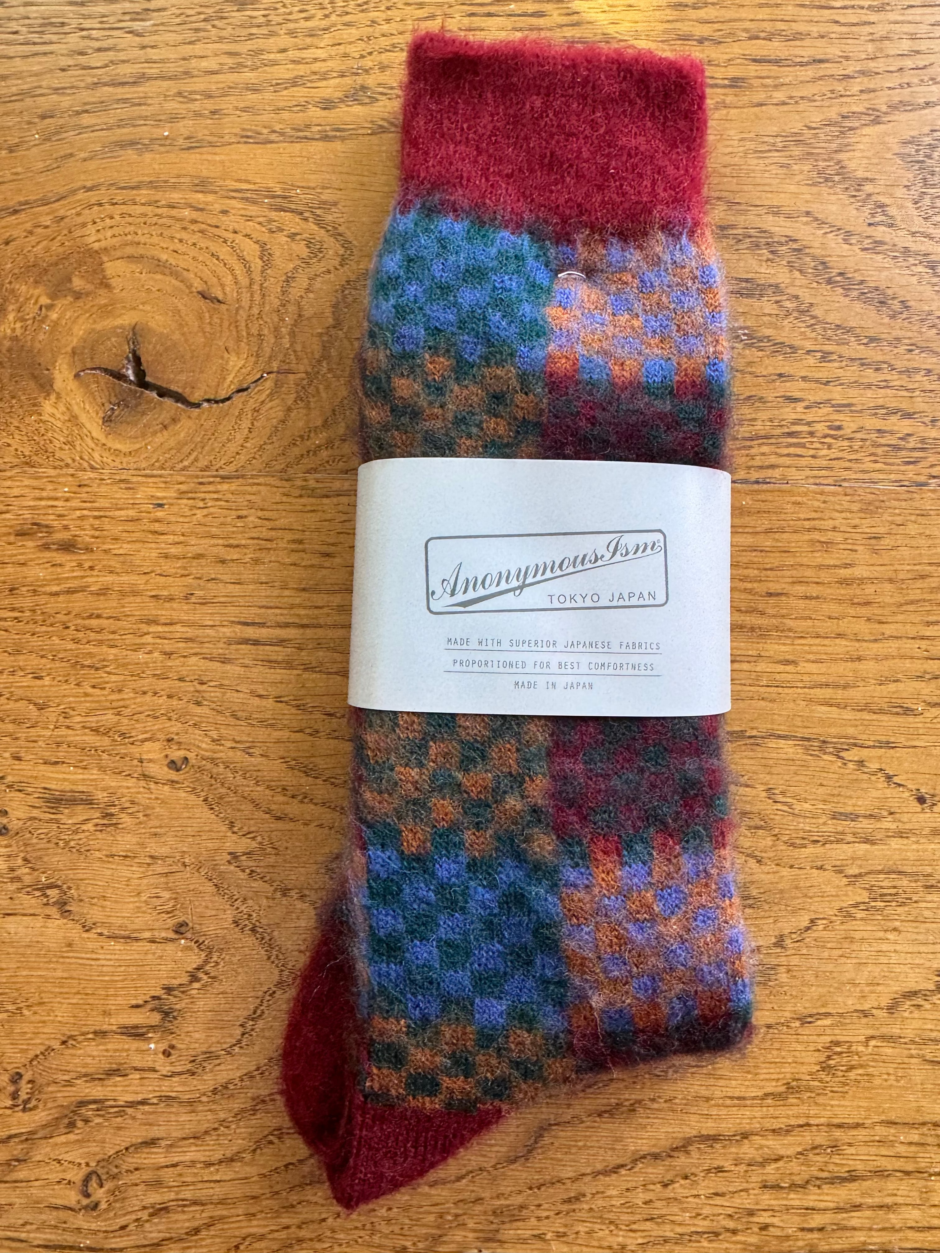 ANONYMOUS ISM - Napping Checker Socks - Wine