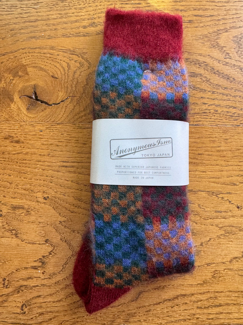 ANONYMOUS ISM - Napping Checker Socks - Wine