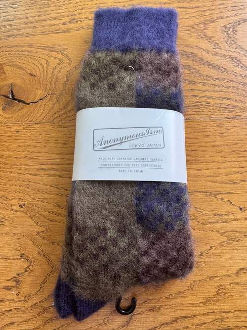 ANONYMOUS ISM - Napping Checker Socks - Navy