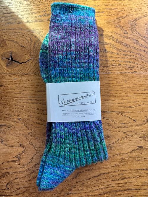 ANONYMOUS ISM - Splash Pattern Socks - Blue