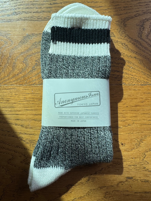 ANONYMOUS ISM - Tuck Cuff Stripe Socks - Black