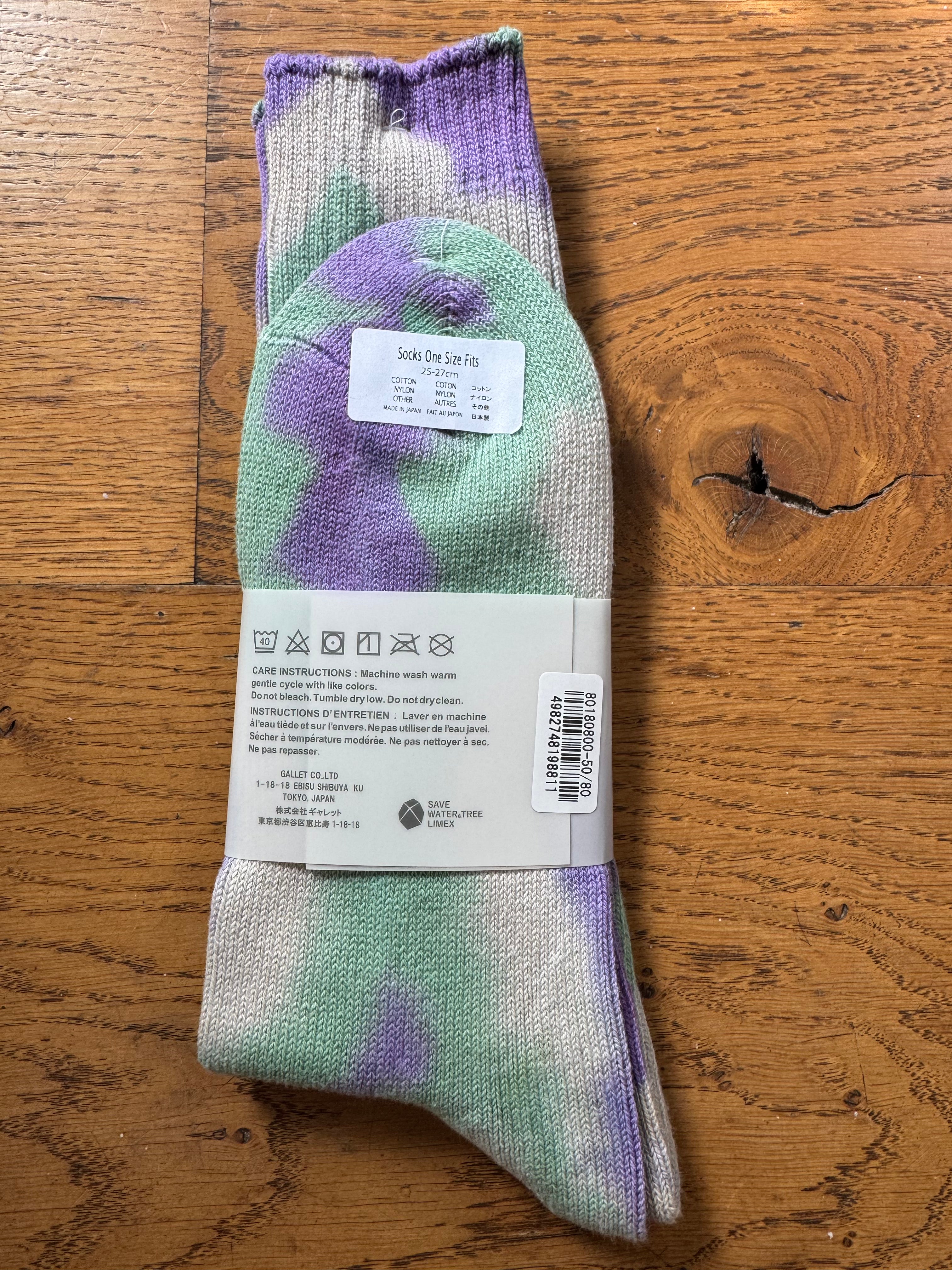ANONYMOUS ISM - Tie Dye Socks - Mint/ Purple
