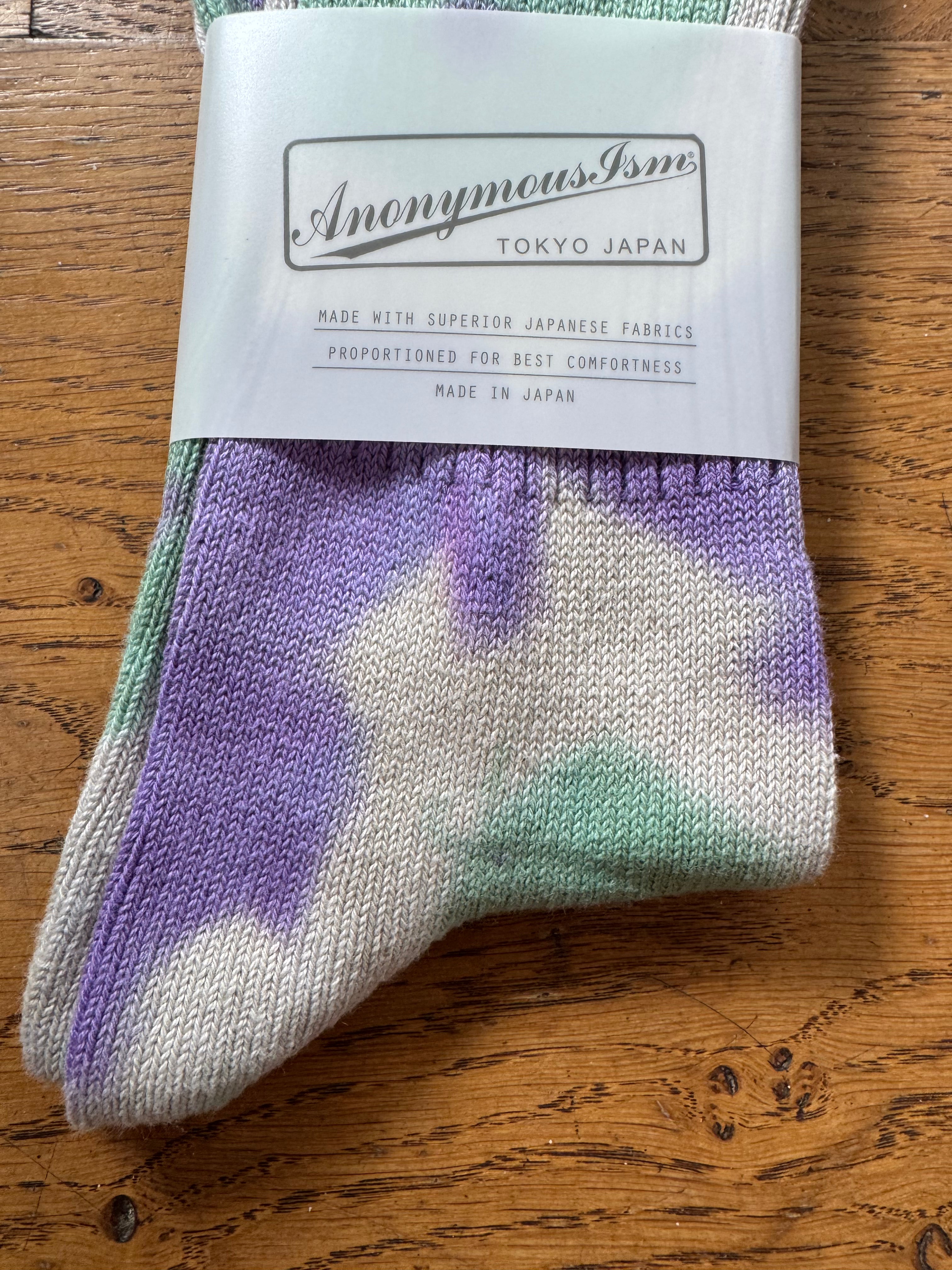 ANONYMOUS ISM - Tie Dye Socks - Mint/ Purple
