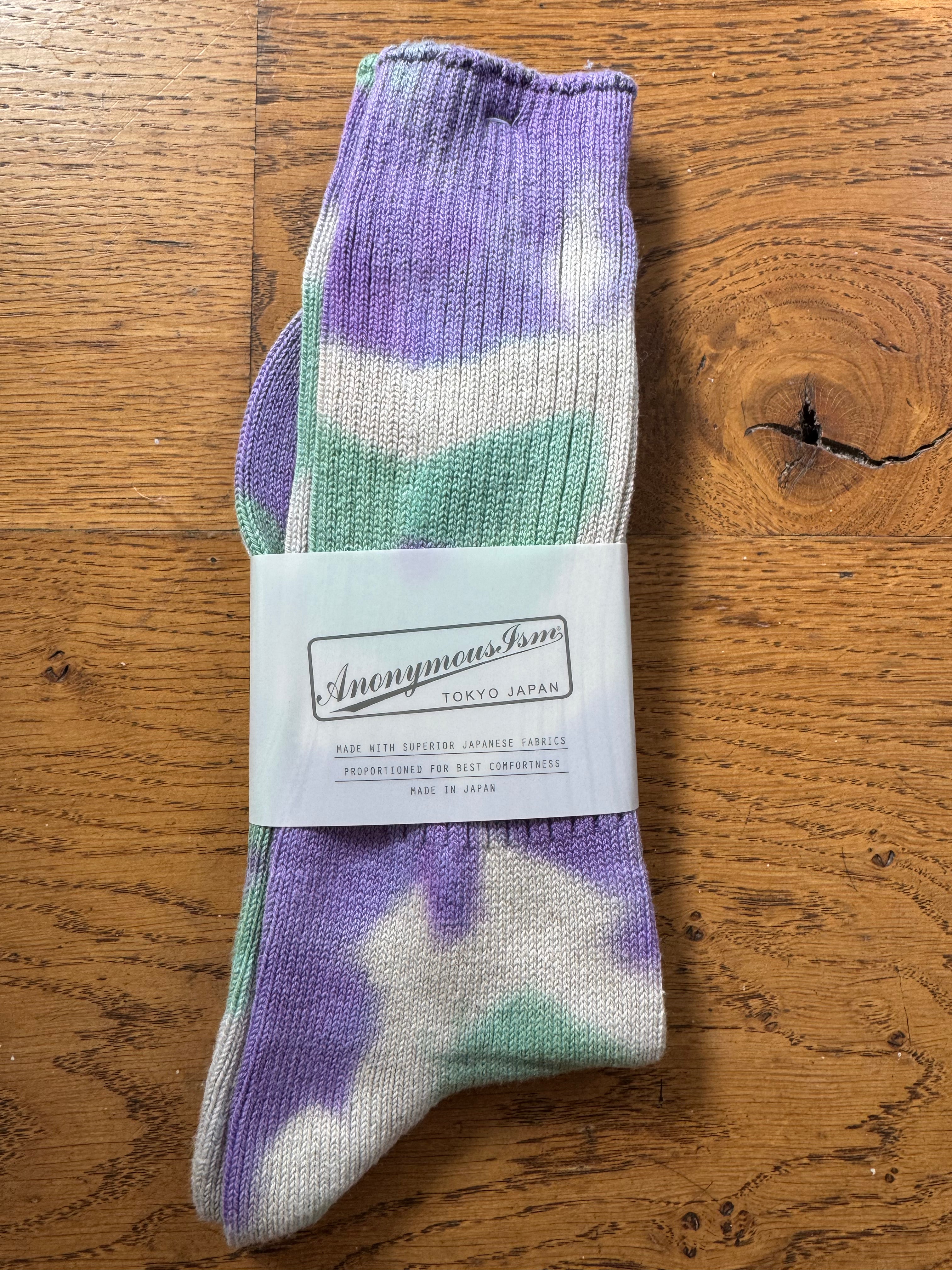 ANONYMOUS ISM - Tie Dye Socks - Mint/ Purple