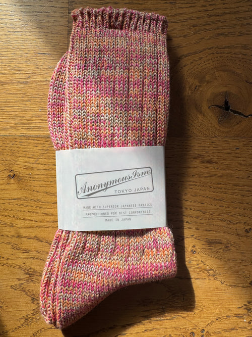 ANONYMOUS ISM - 5 Colour Mix Socks - Orange/ Pink