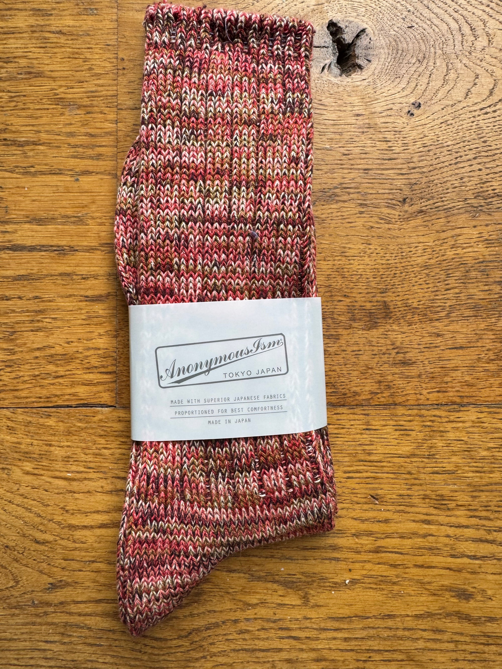 ANONYMOUS ISM - 5 Colour Mix Socks - Brick Red