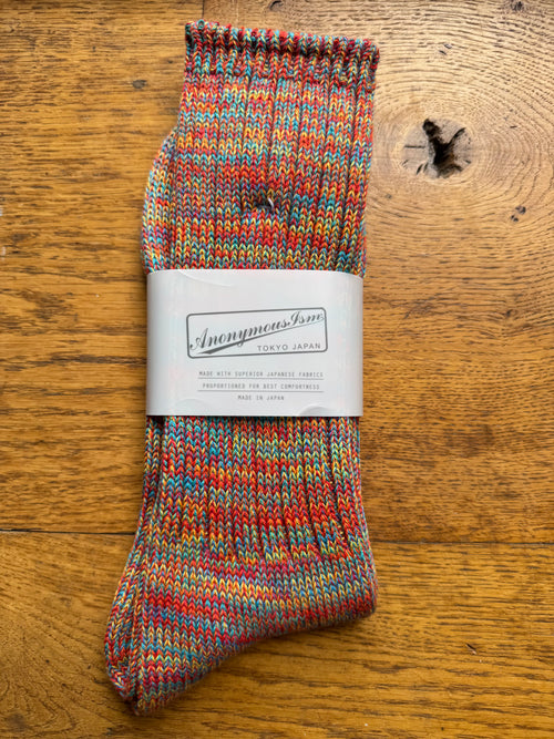 ANONYMOUS ISM - 5 Colour Mix Socks - Orange/ Blue