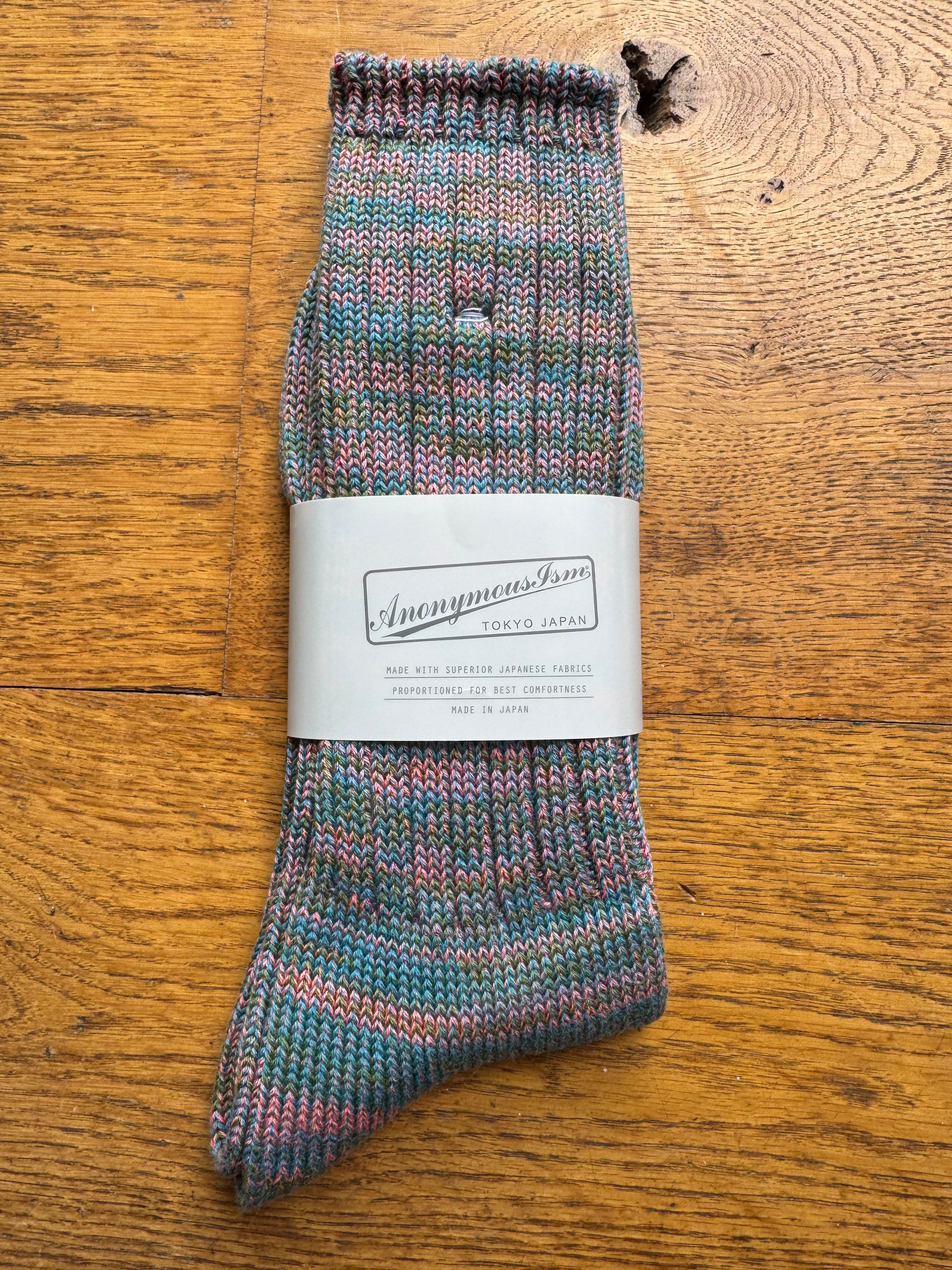 ANONYMOUS ISM - 5 Colour Mix Socks - Sax Blue/ Green