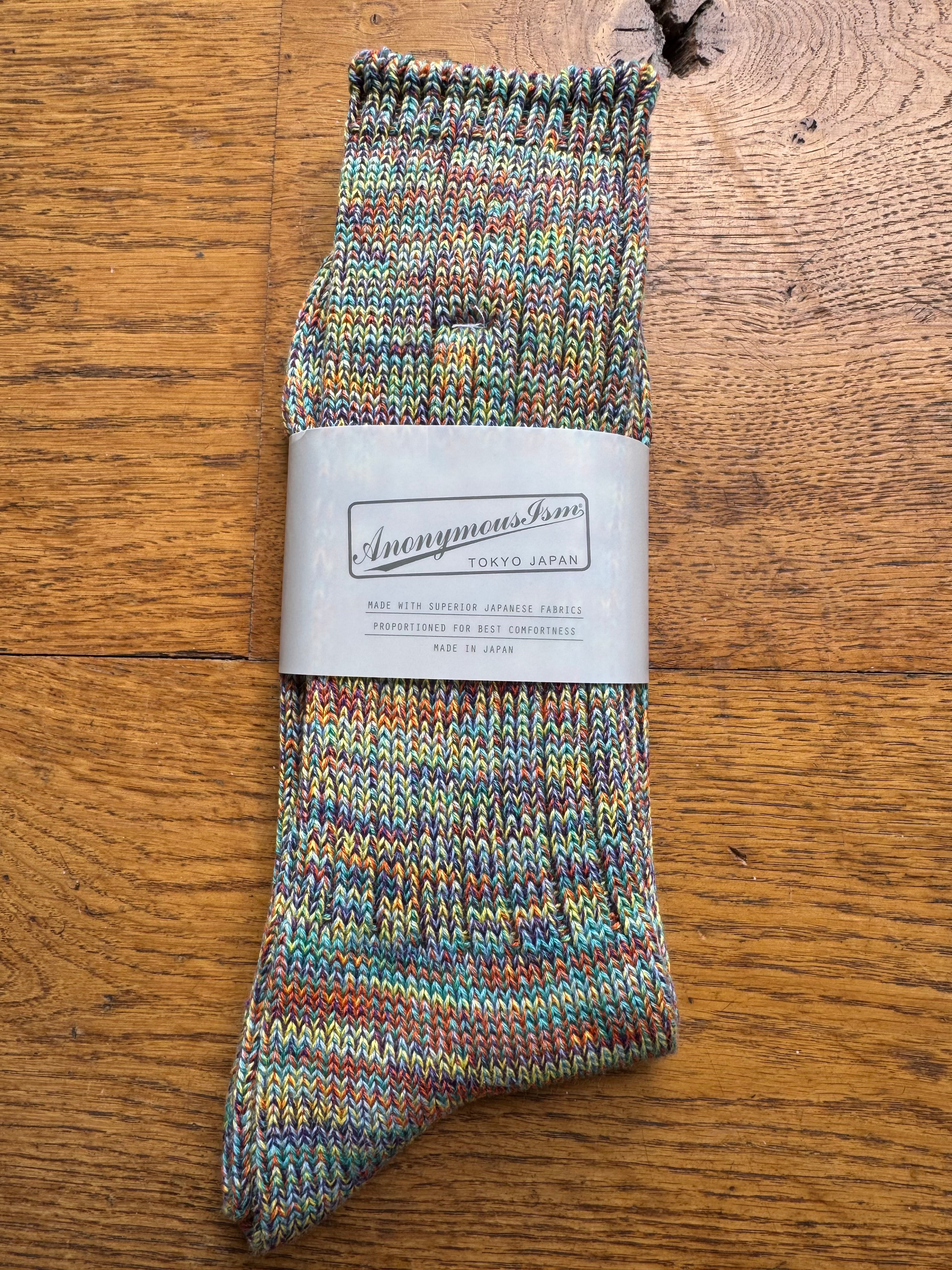 ANONYMOUS ISM - 5 Colour Mix Socks - Multi Greens