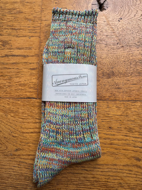 ANONYMOUS ISM - 5 Colour Mix Socks - Multi Greens