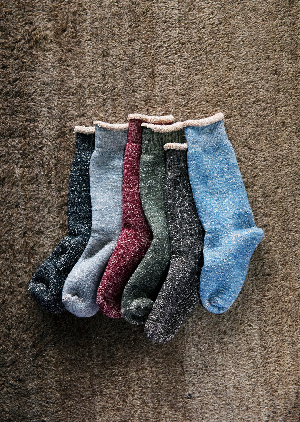 ROTOTO - Double Face Thick Socks - Dark Red/ Brown