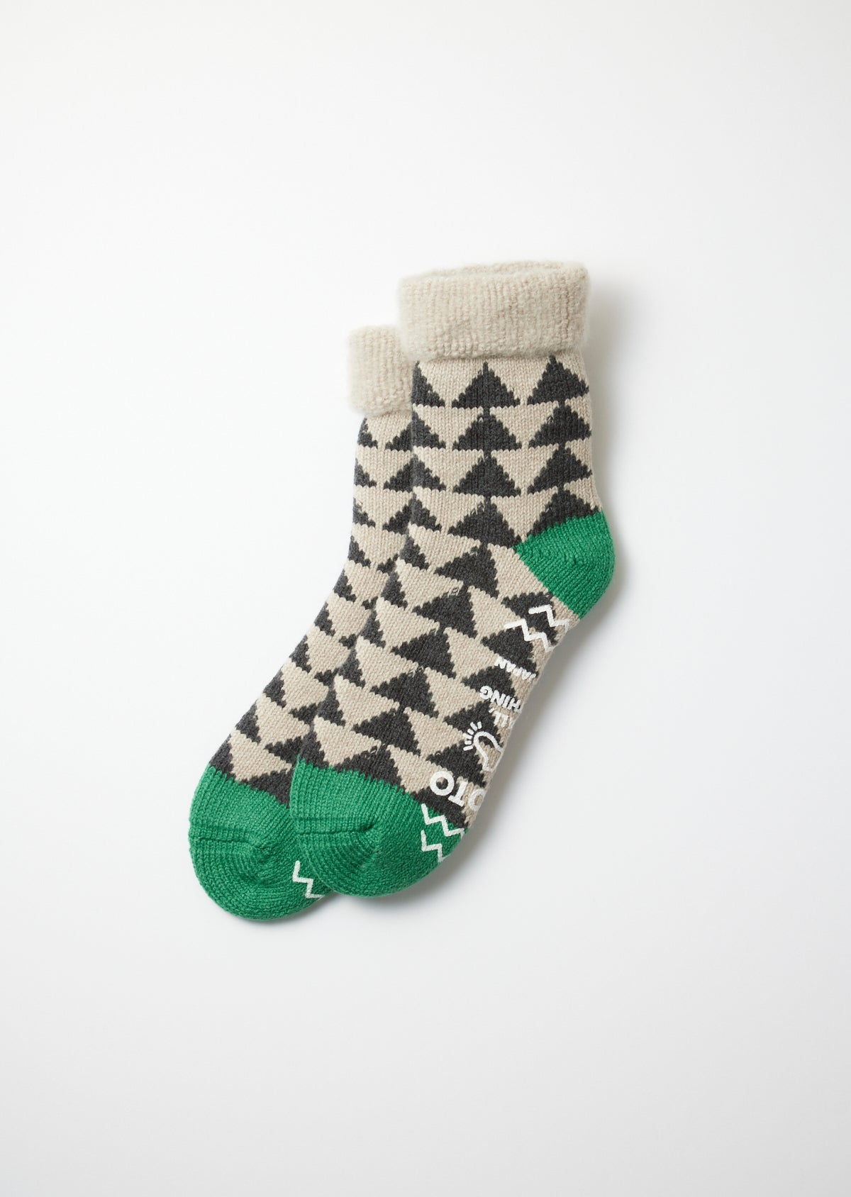ROTOTO - Comfy Room 'Indoor Socks' - Charcoal/ Green