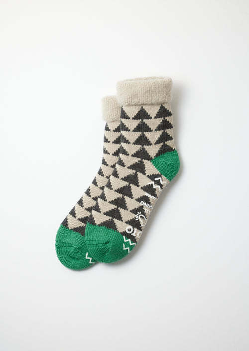 ROTOTO - Comfy Room 'Indoor Socks' - Charcoal/ Green