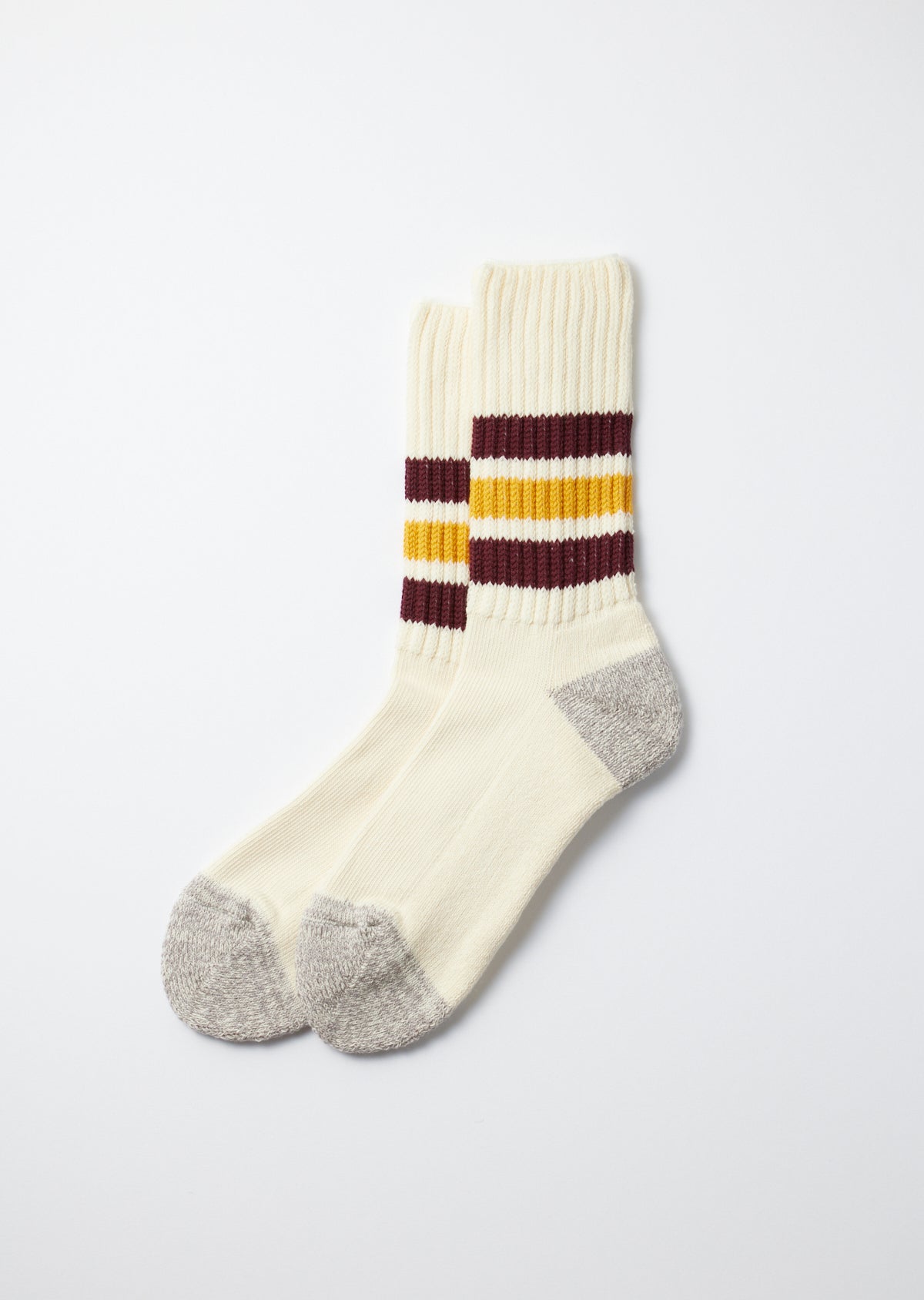 ROTOTO - Coarse Rib Sock - Bordeaux/ Yellow