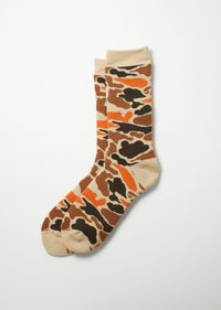 ROTOTO - Pile Camo Sock - Beige/ Orange