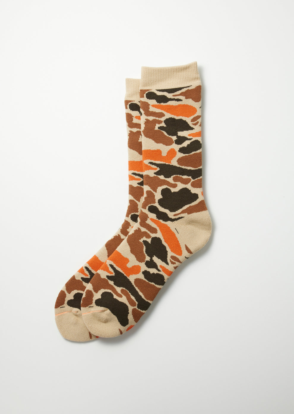 ROTOTO - Pile Camo Sock - Beige/ Orange