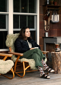 ROTOTO - Pile Leopard Sock - Bordeaux/ Orange