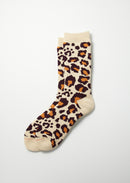 ROTOTO - Pile Leopard Sock - Bordeaux/ Orange