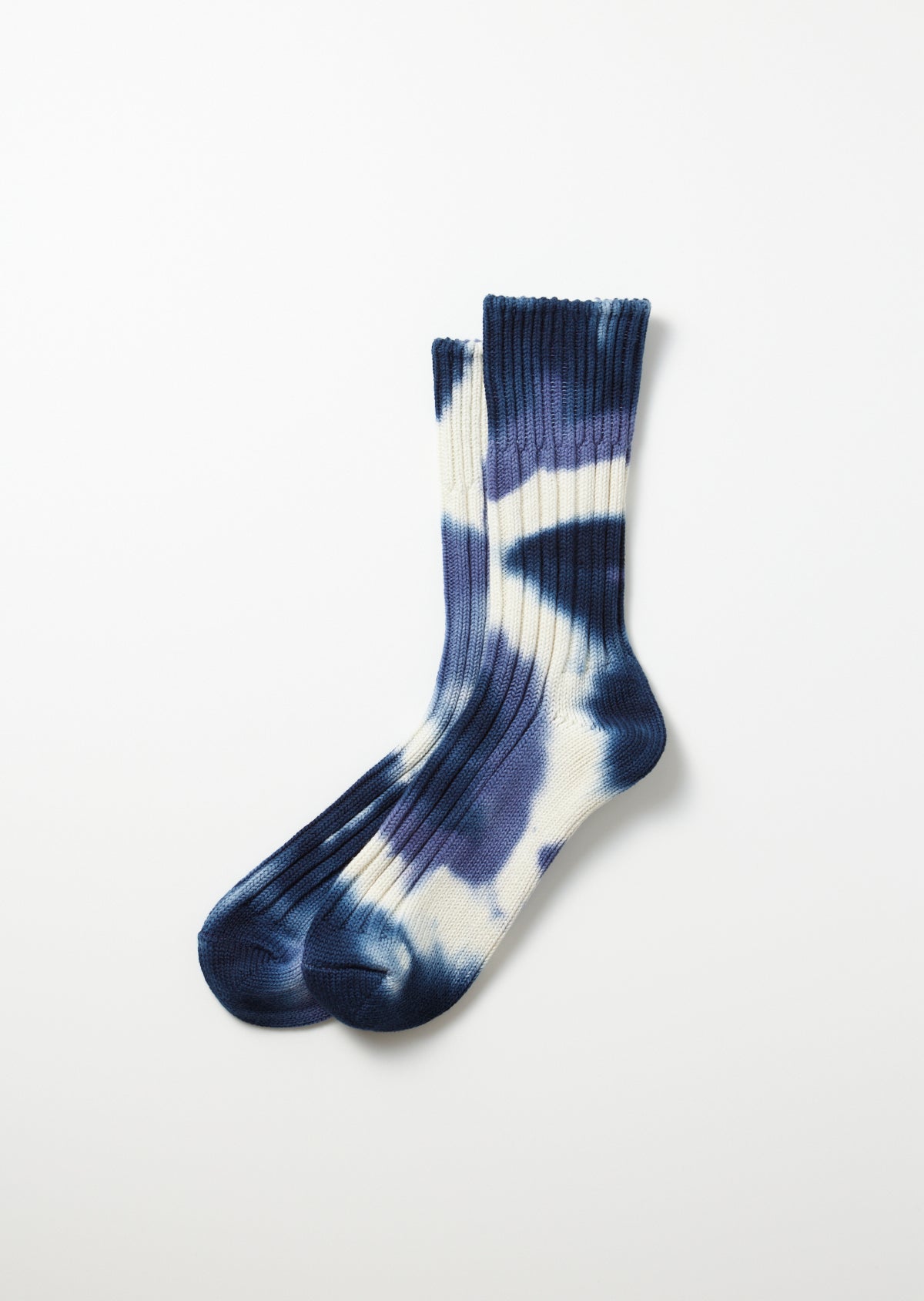 ROTOTO - Chunky Rib Tie Dye Sock - Navy/ Blue