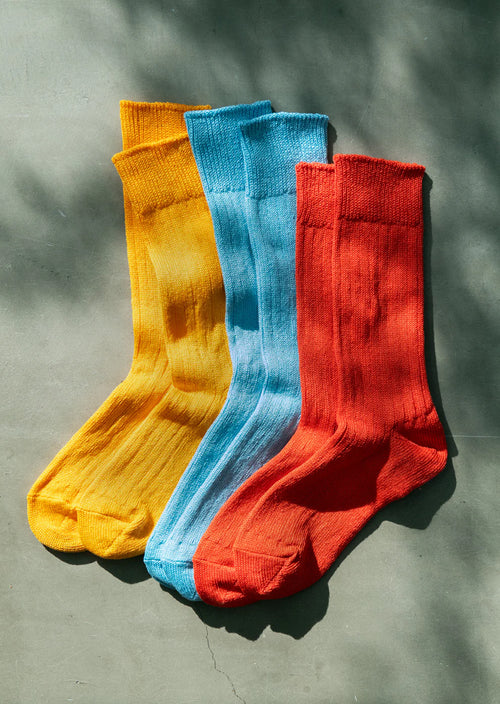 ROTOTO - Linen Cotton Sock - Orange/ Red