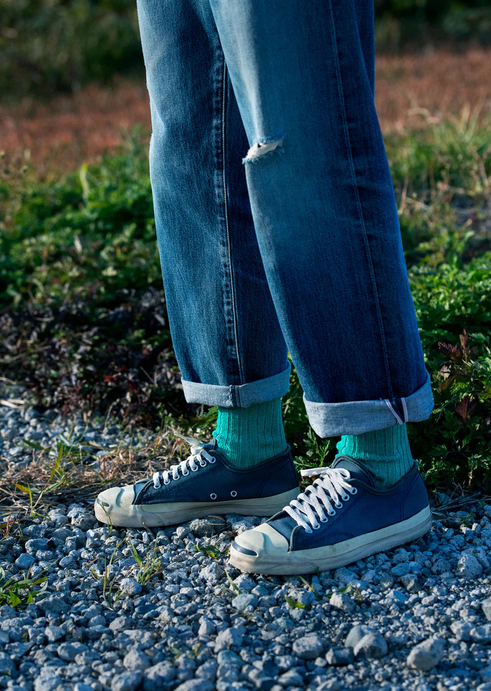 ROTOTO - Linen Cotton Sock - Aqua Green