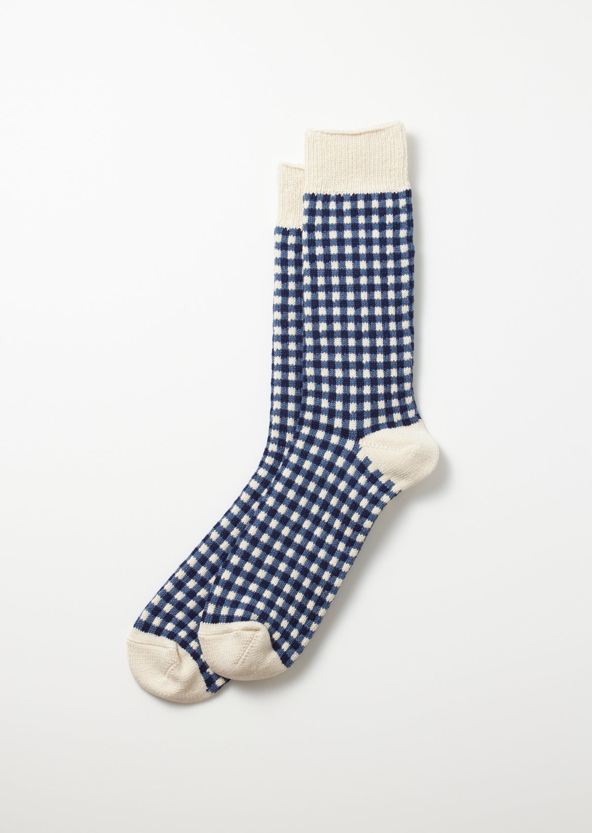ROTOTO - Gingham Check Sock - Navy