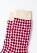 ROTOTO - Gingham Check Sock - Pink/ Black