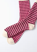 ROTOTO - Gingham Check Sock - Pink/ Black