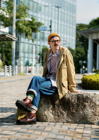 ROTOTO - Double Face Sock - Yellow/ Grey