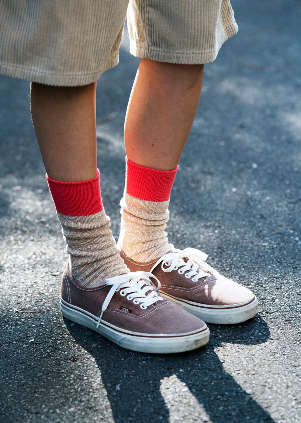 ROTOTO - Double Face Sock - Bittersweet/ Beige