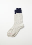 ROTOTO - Double Face Sock - Navy/ Light Grey
