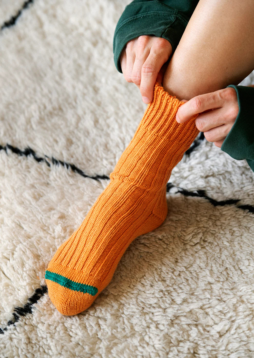 ROTOTO - Chunky Rib Socks - Orange Peel