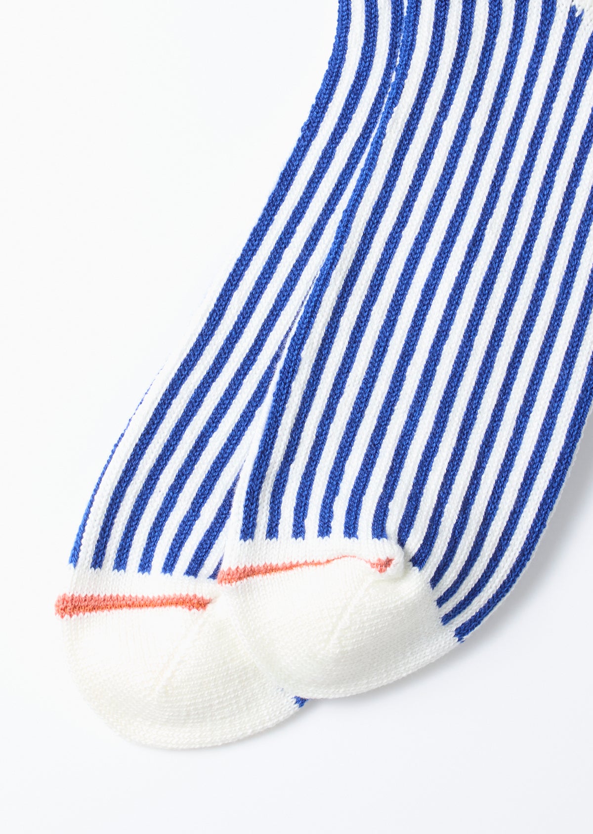 ROTOTO - Vertical Stripe Sock - White/ Royal Blue