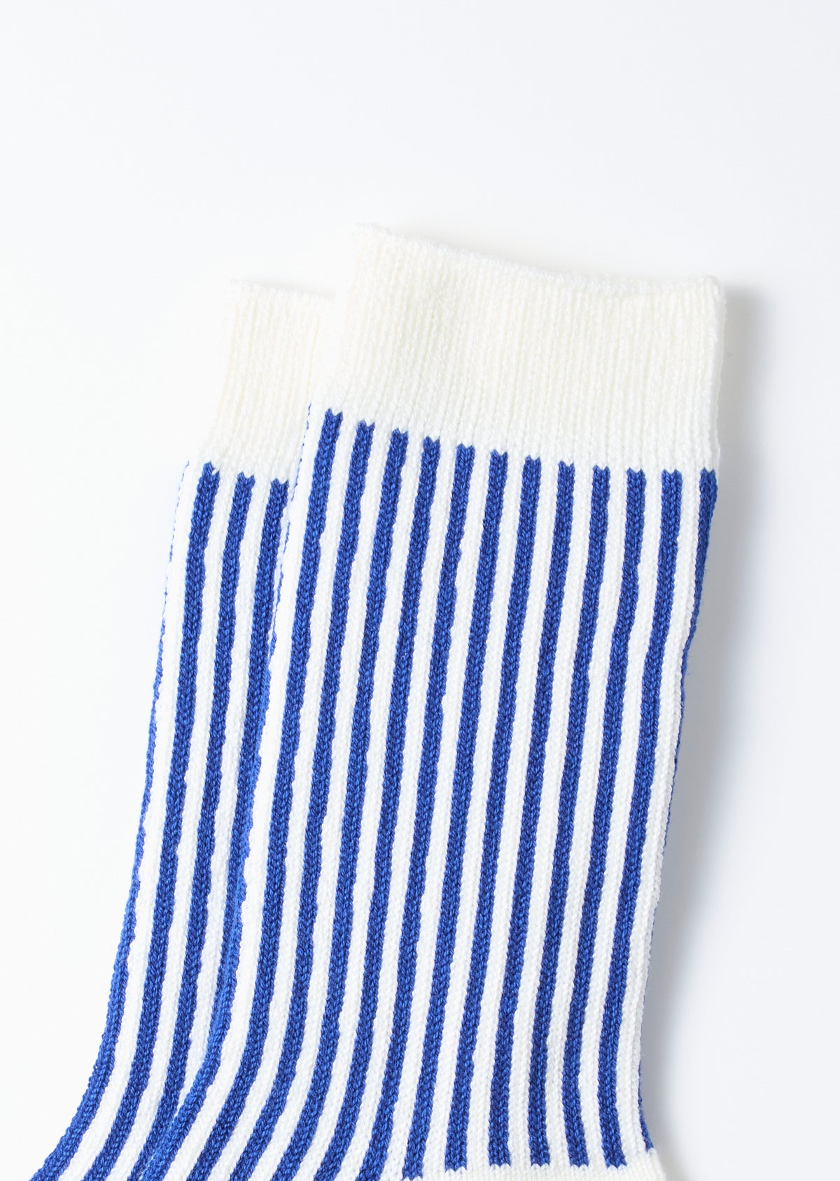 ROTOTO - Vertical Stripe Sock - White/ Royal Blue